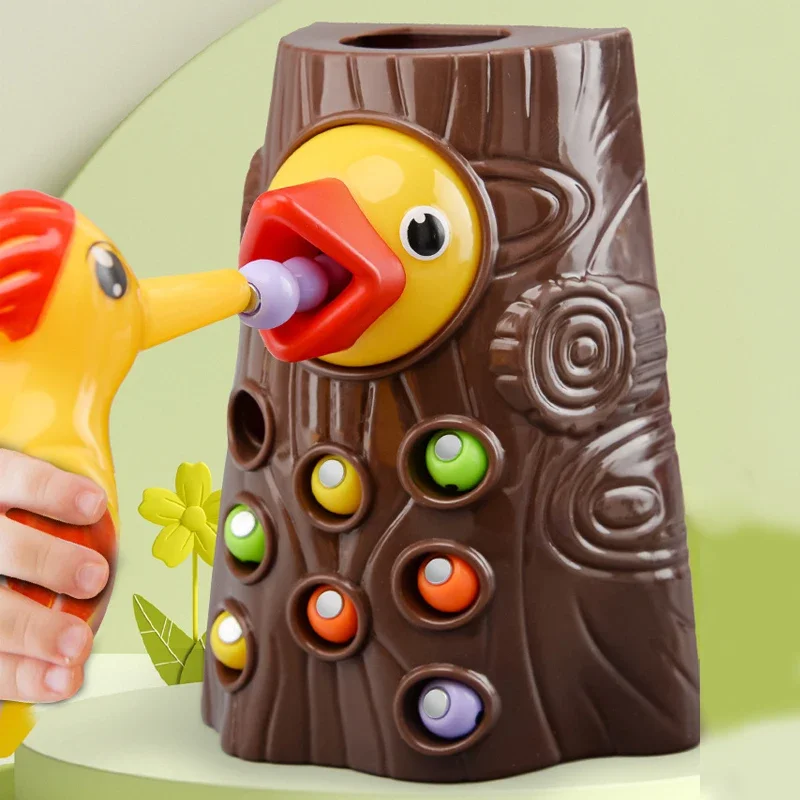 Montessori Woodpecker Catch Worms Toy | Magnetic Learning Game for Toddlers