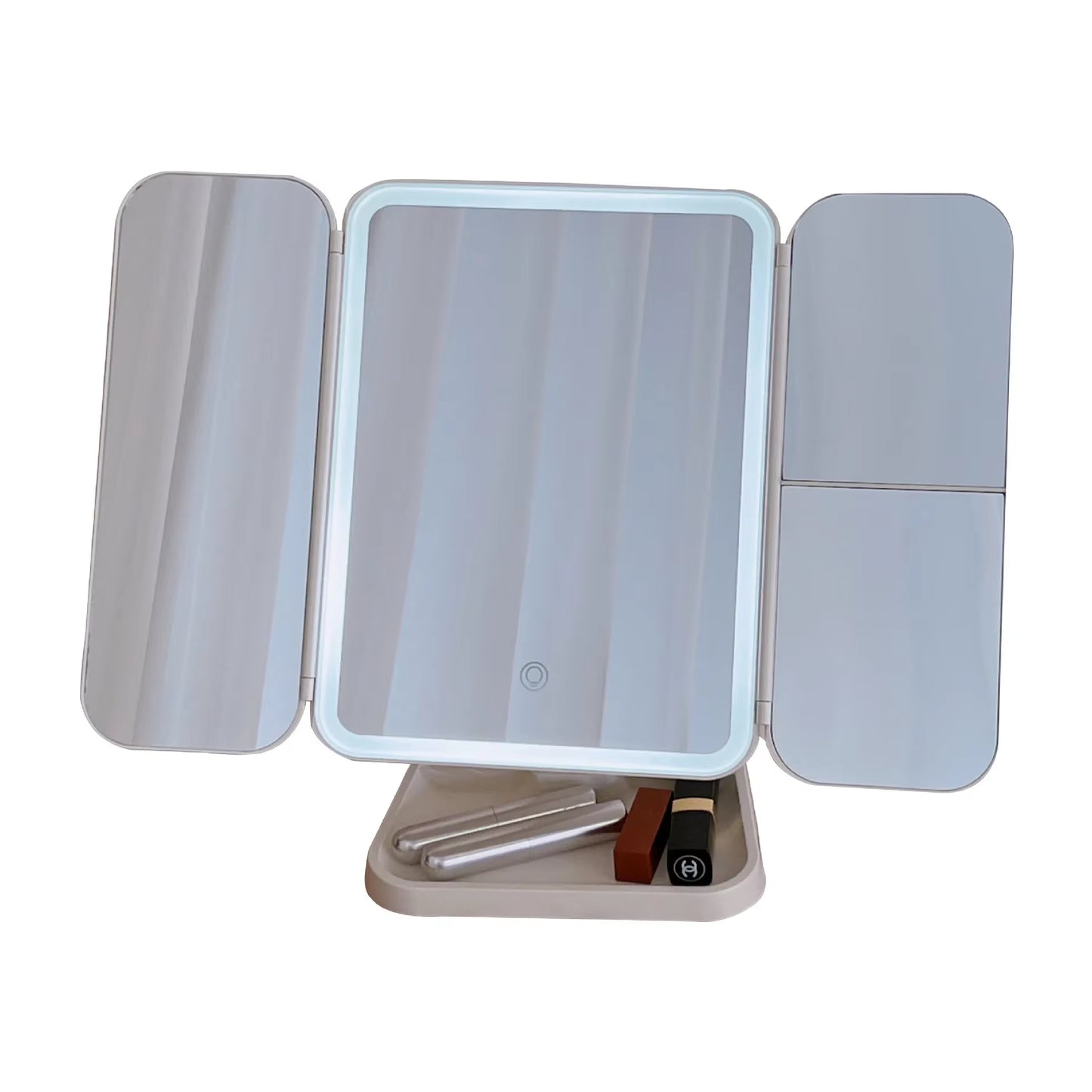 Trifold Makeup Mirror LED Lights Dorm Dressing Mirror Beauty Smart Complementary
