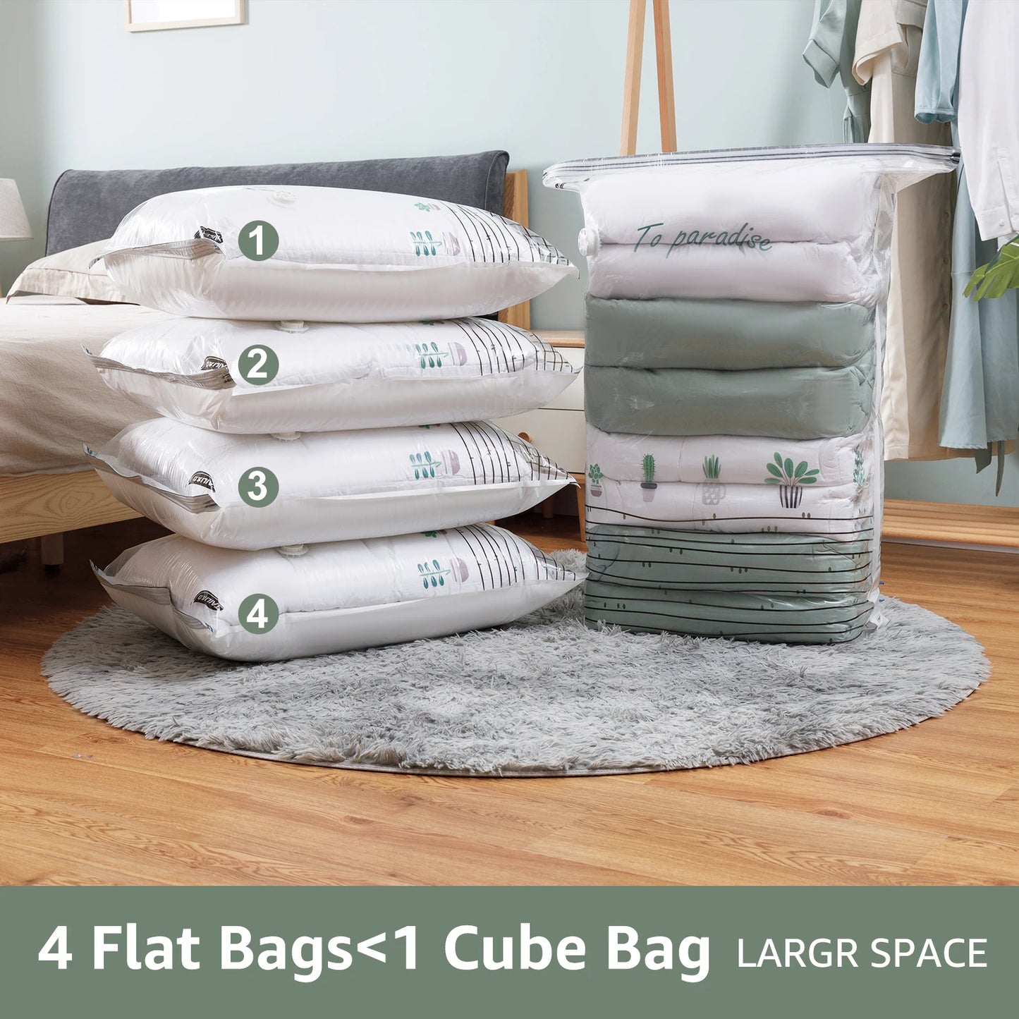 Tool-Free Vacuum Compression Bags for Comforters and Blankets