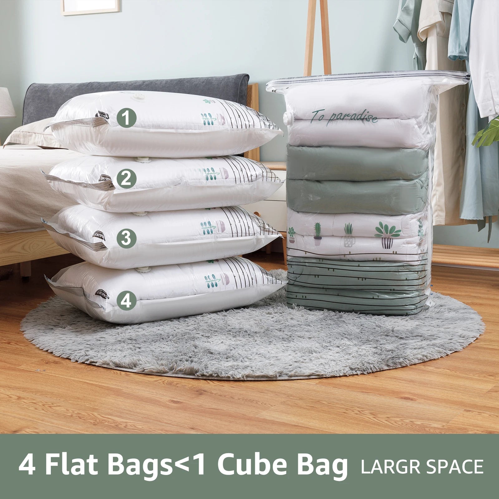 Tool-Free Vacuum Compression Bags for Comforters and Blankets