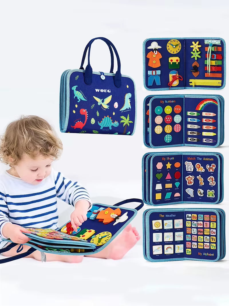 Montessori Toys Busy Board Toddler Sensory Activity Developing Board for Motor Skills Educational Travel