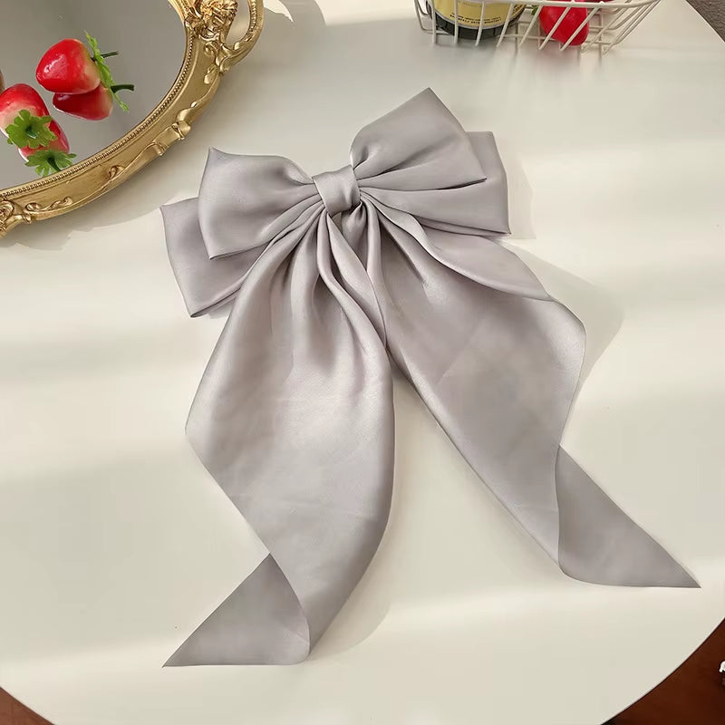 Bow Ribbon Hair Clip for Women Bowknot Barrettes Girls Solid Stain Spring Ponytail Clip