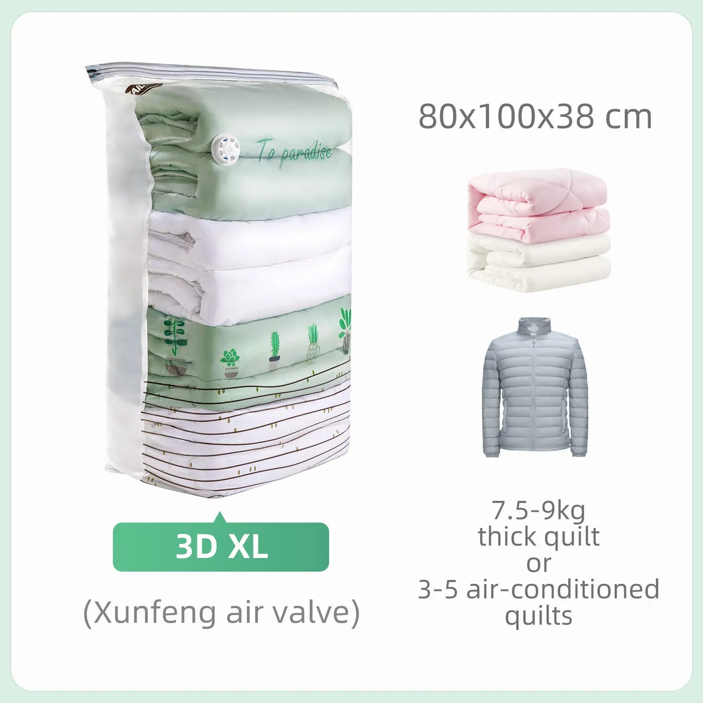 Tool-Free Vacuum Compression Bags for Comforters and Blankets