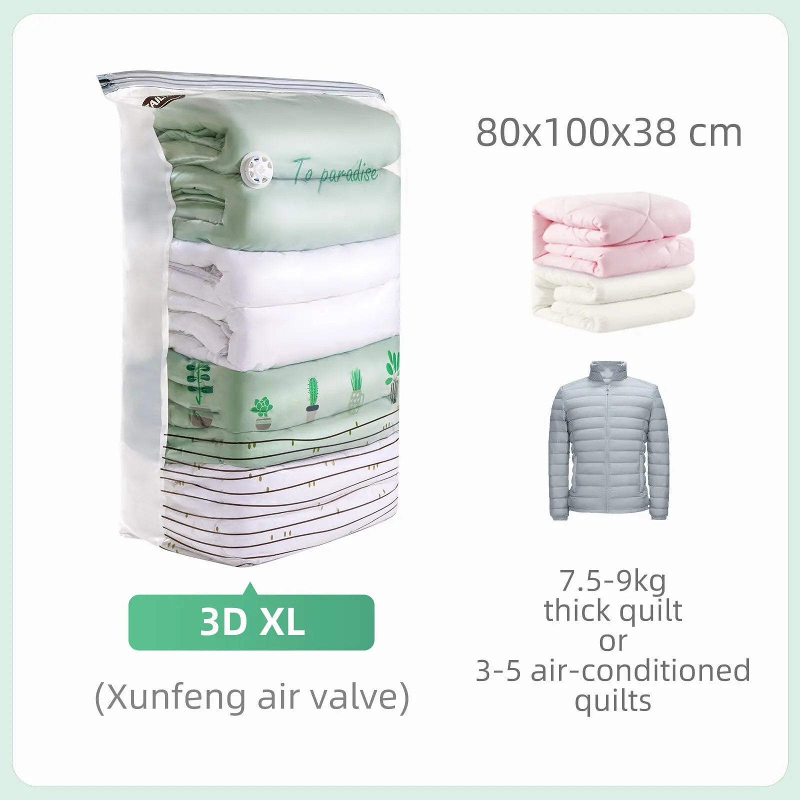 Tool-Free Vacuum Compression Bags for Comforters and Blankets