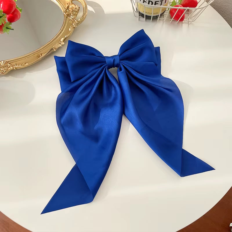 Bow Ribbon Hair Clip for Women Bowknot Barrettes Girls Solid Stain Spring Ponytail Clip