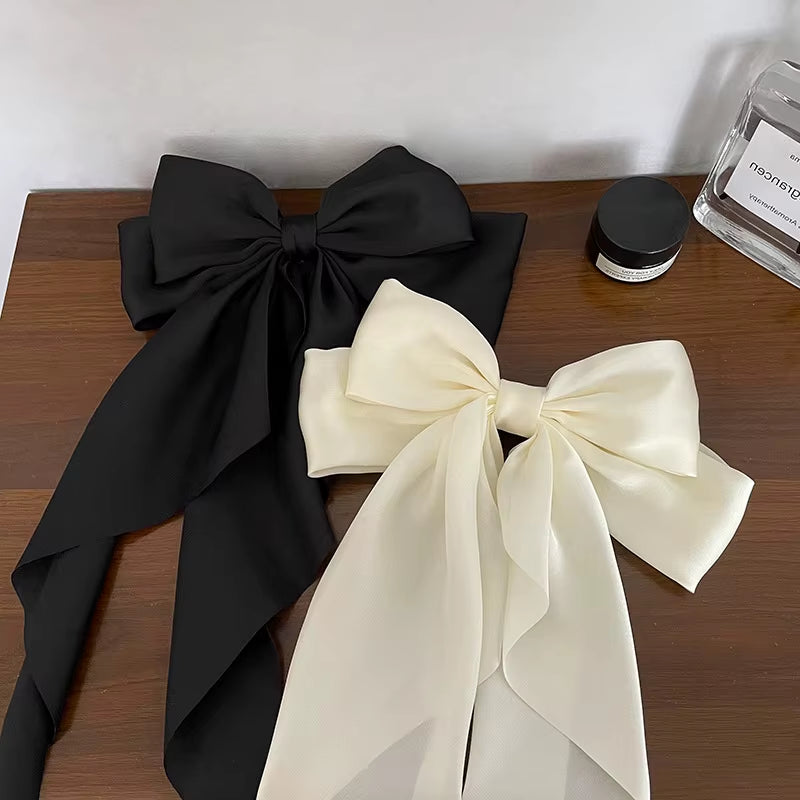 Bow Ribbon Hair Clip for Women Bowknot Barrettes Girls Solid Stain Spring Ponytail Clip