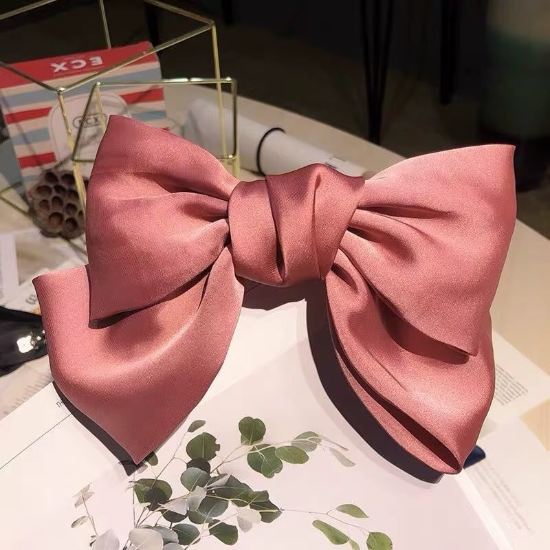 Bow Ribbon Hair Clip for Women Bowknot Barrettes Girls Solid Stain Spring Ponytail Clip