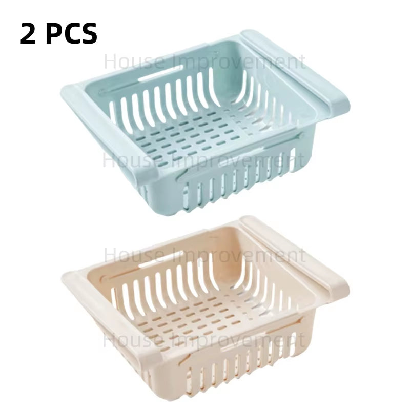 Retractable Multifunctional Tiered Refrigerator Shelf Fridge Organizer Box Fresh Divider Layer Shelf Kitchen Storage Organizer