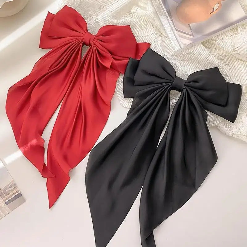 Bow Ribbon Hair Clip for Women Bowknot Barrettes Girls Solid Stain Spring Ponytail Clip