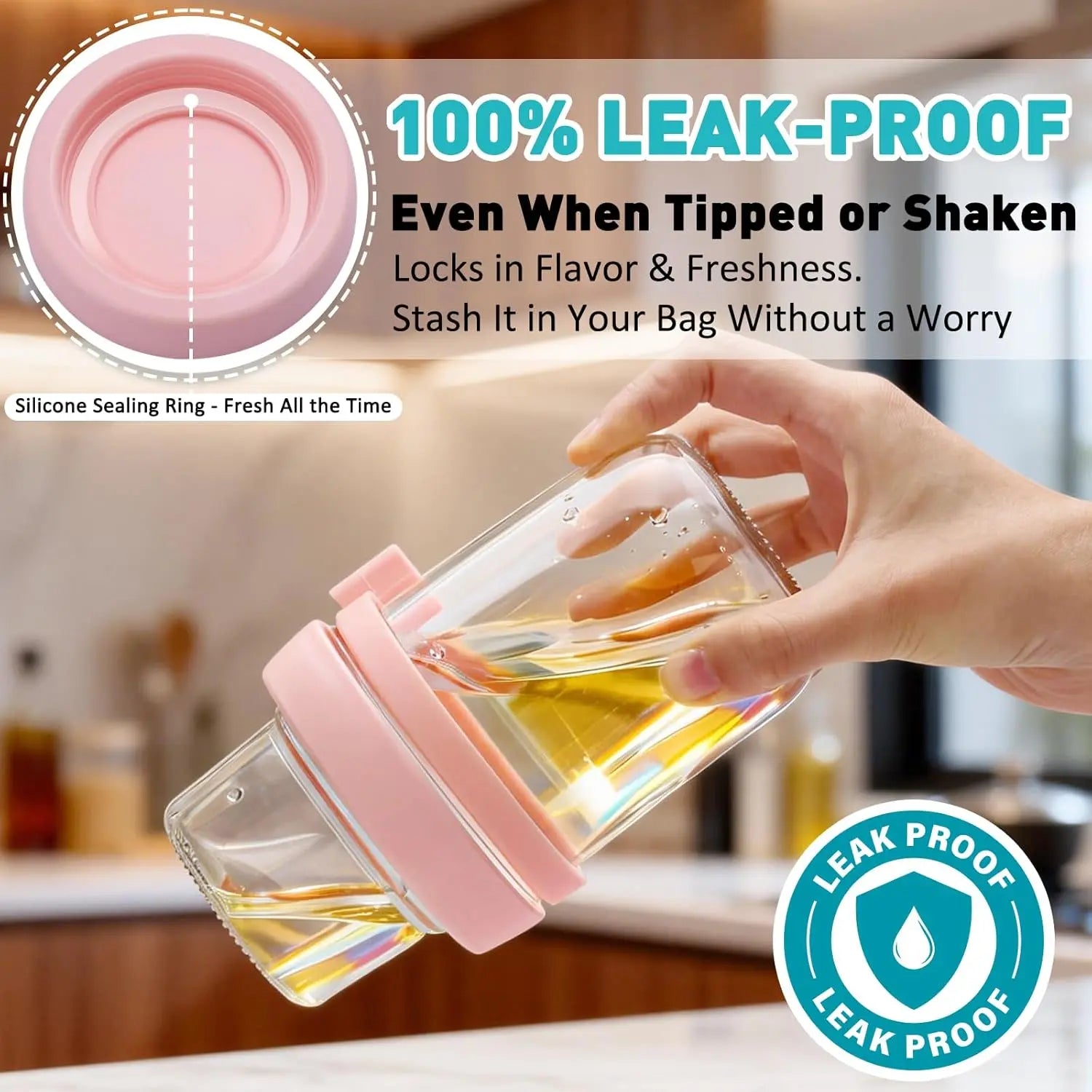 4-Pack Airtight Meal Prep Glass Food Storage Containers Set, 20Oz (16+4) Dual Compartment Anti-Leak Food-Safe Overnight Oats Jars with Lids, Utensil Spoons, Kitchen Accessories for Oats, Yogurt