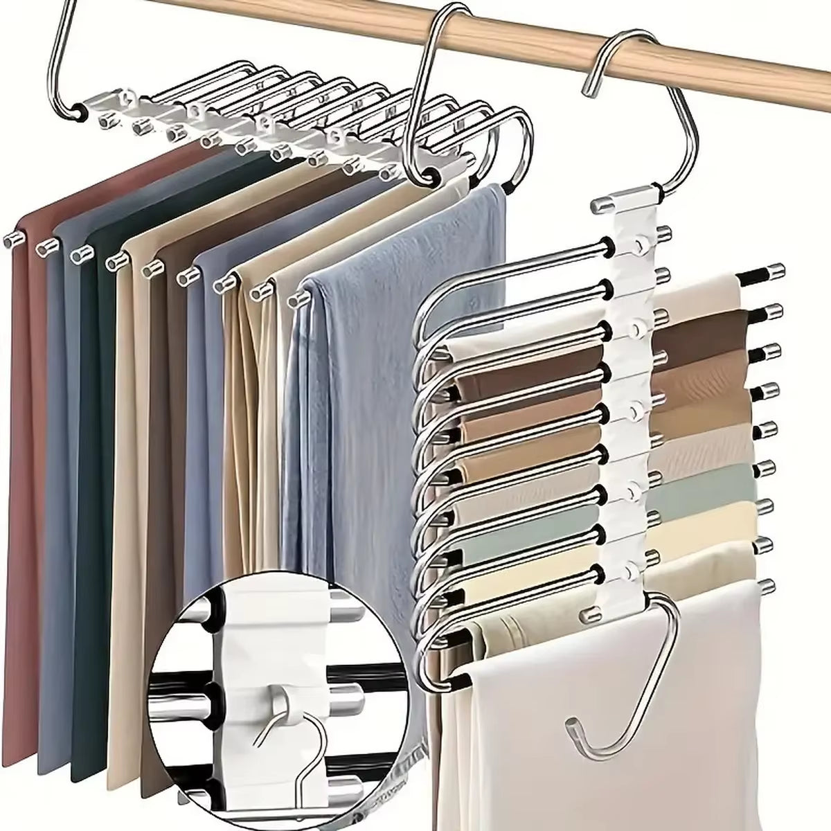 Multifunctional 9-Layer Jeans and Pants Hanger for Closet Organization