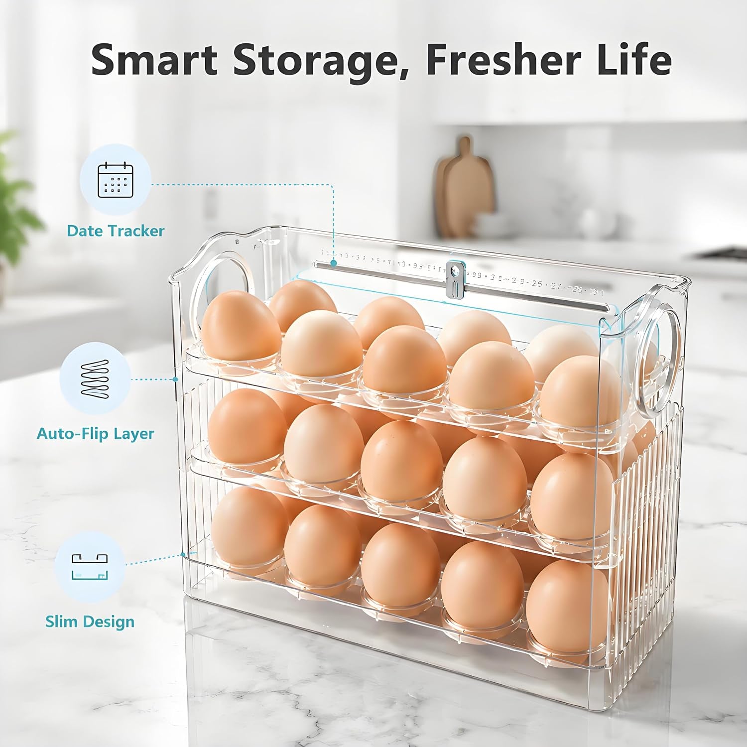 30-Egg Stackable Refrigerator Storage Container