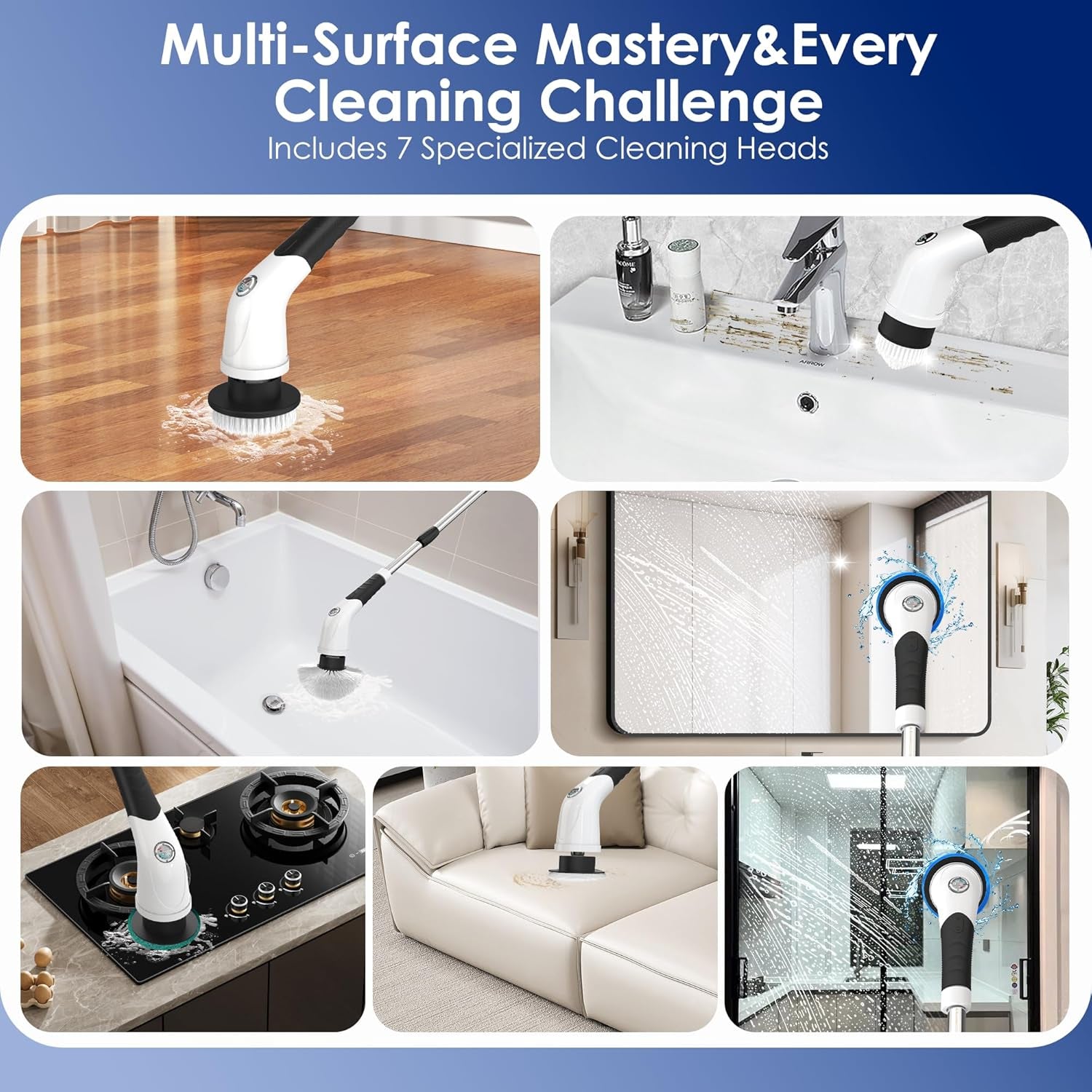 7-in-1 Cordless Electric Spin Scrubber