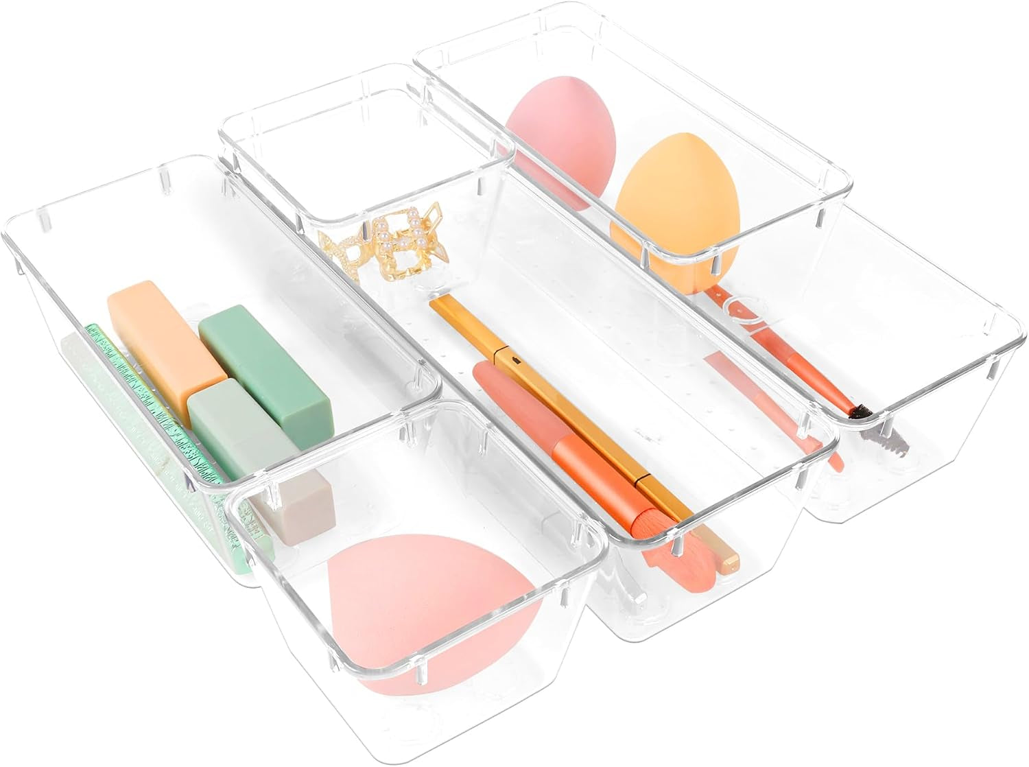 Clear Modular Drawer Organizer Set (25-Piece)