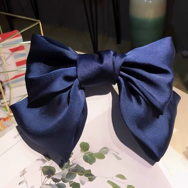 Bow Ribbon Hair Clip for Women Bowknot Barrettes Girls Solid Stain Spring Ponytail Clip