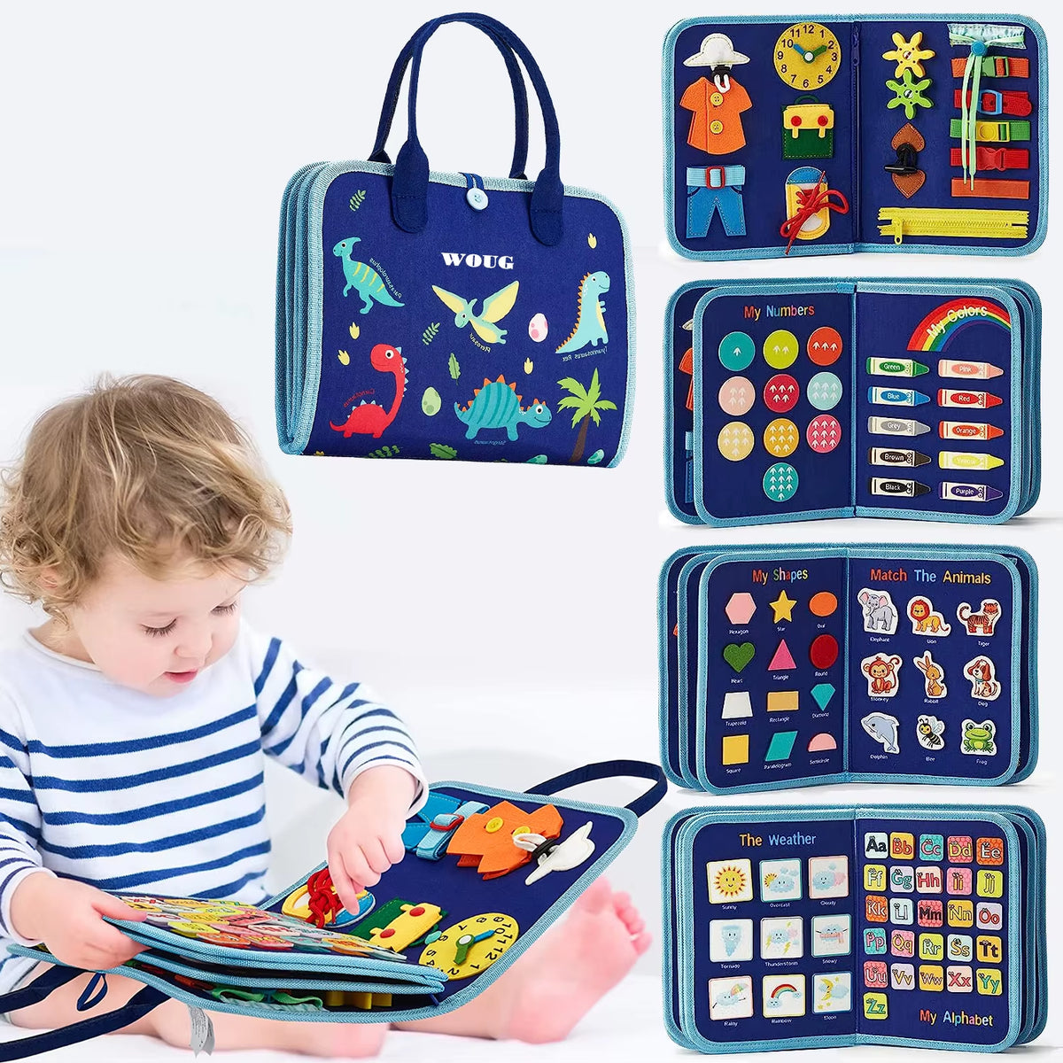 Montessori Toys Busy Board Toddler Sensory Activity Developing Board for Motor Skills Educational Travel