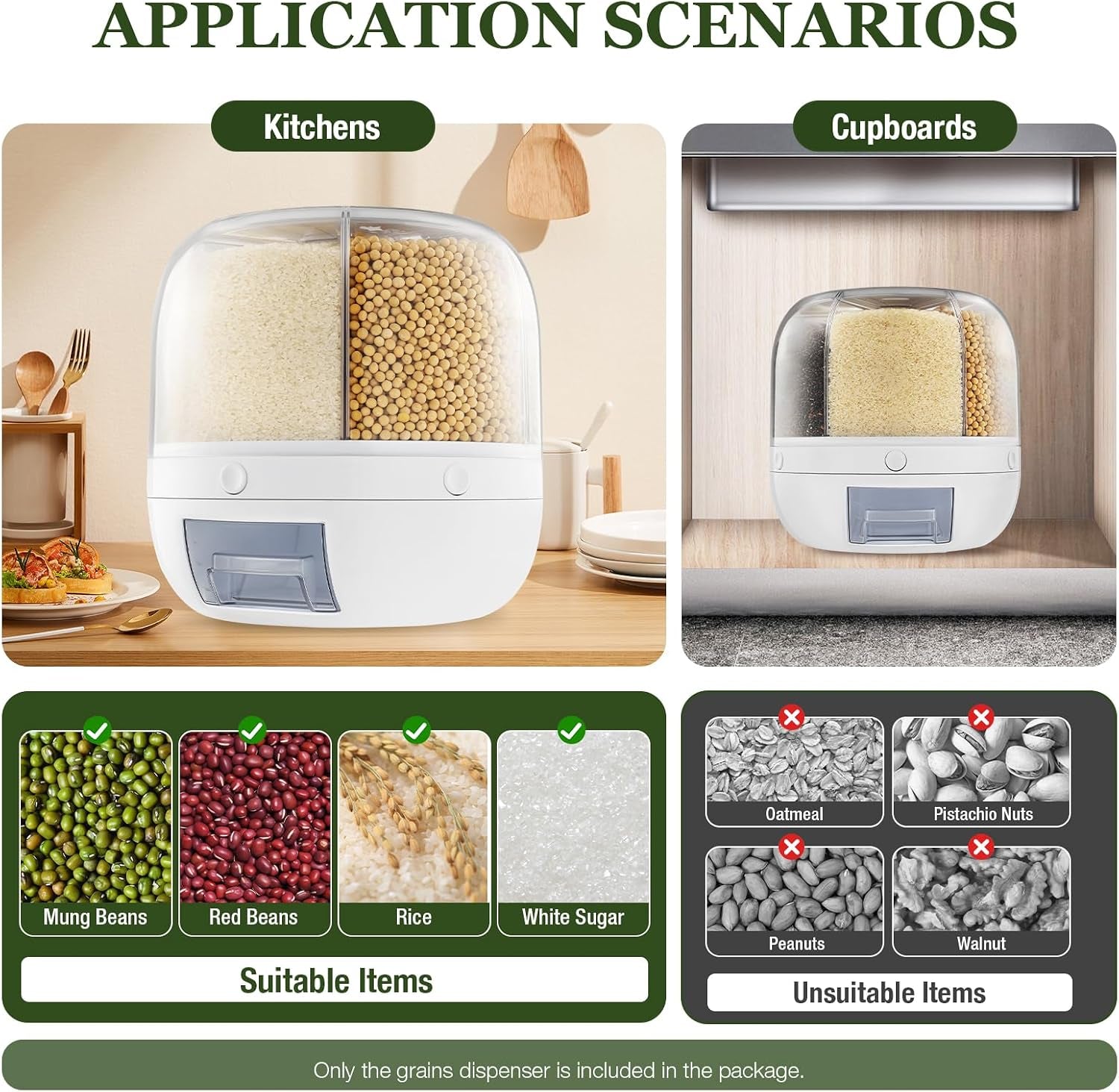 6-Grid Rotating Dry Food Dispenser & Kitchen Countertop Organizer