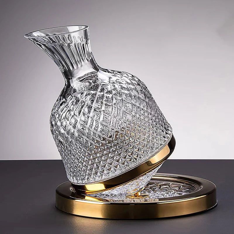 360° Rotating Crystal Wine Decanter (1500ml) Perfect Gift