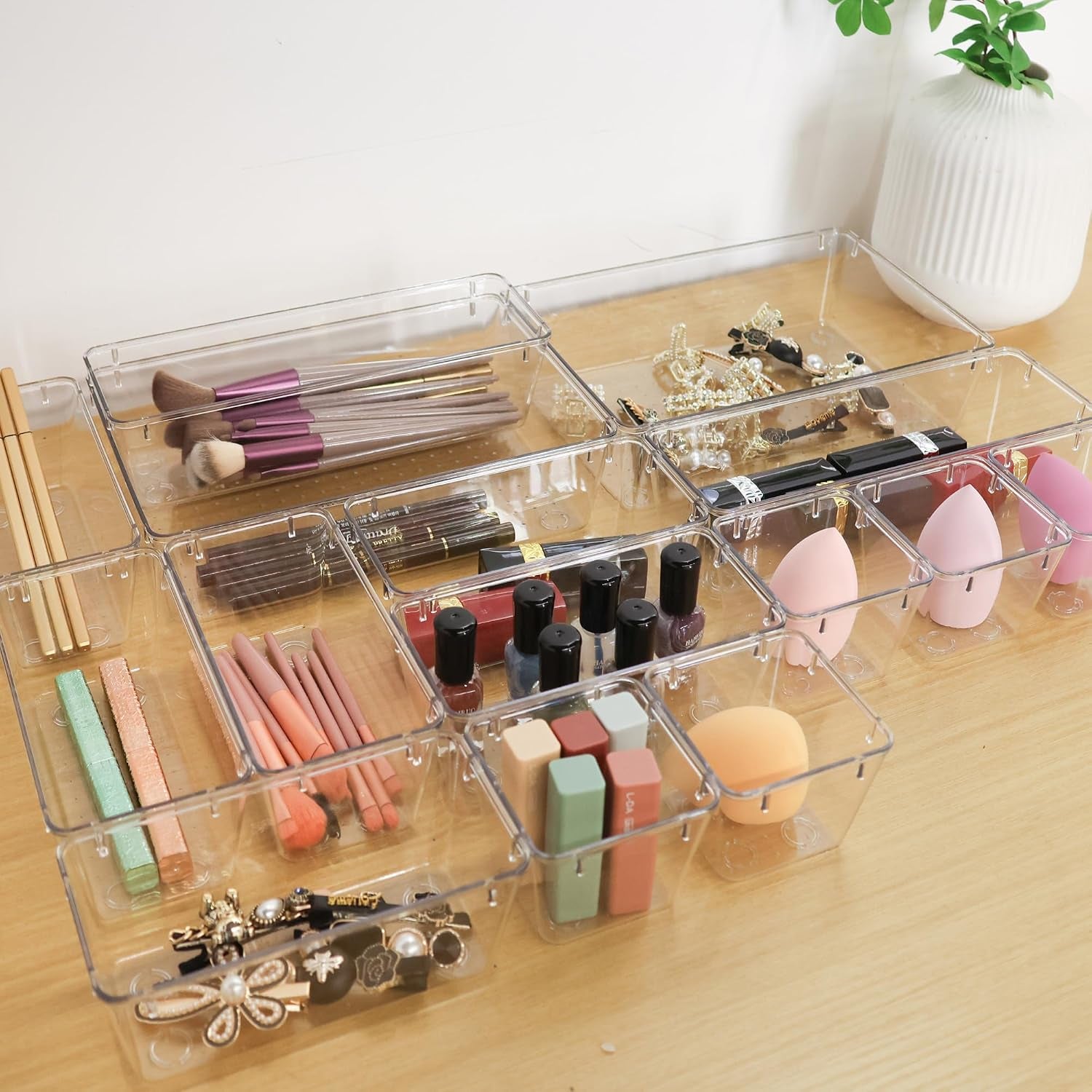 Clear Modular Drawer Organizer Set (25-Piece)