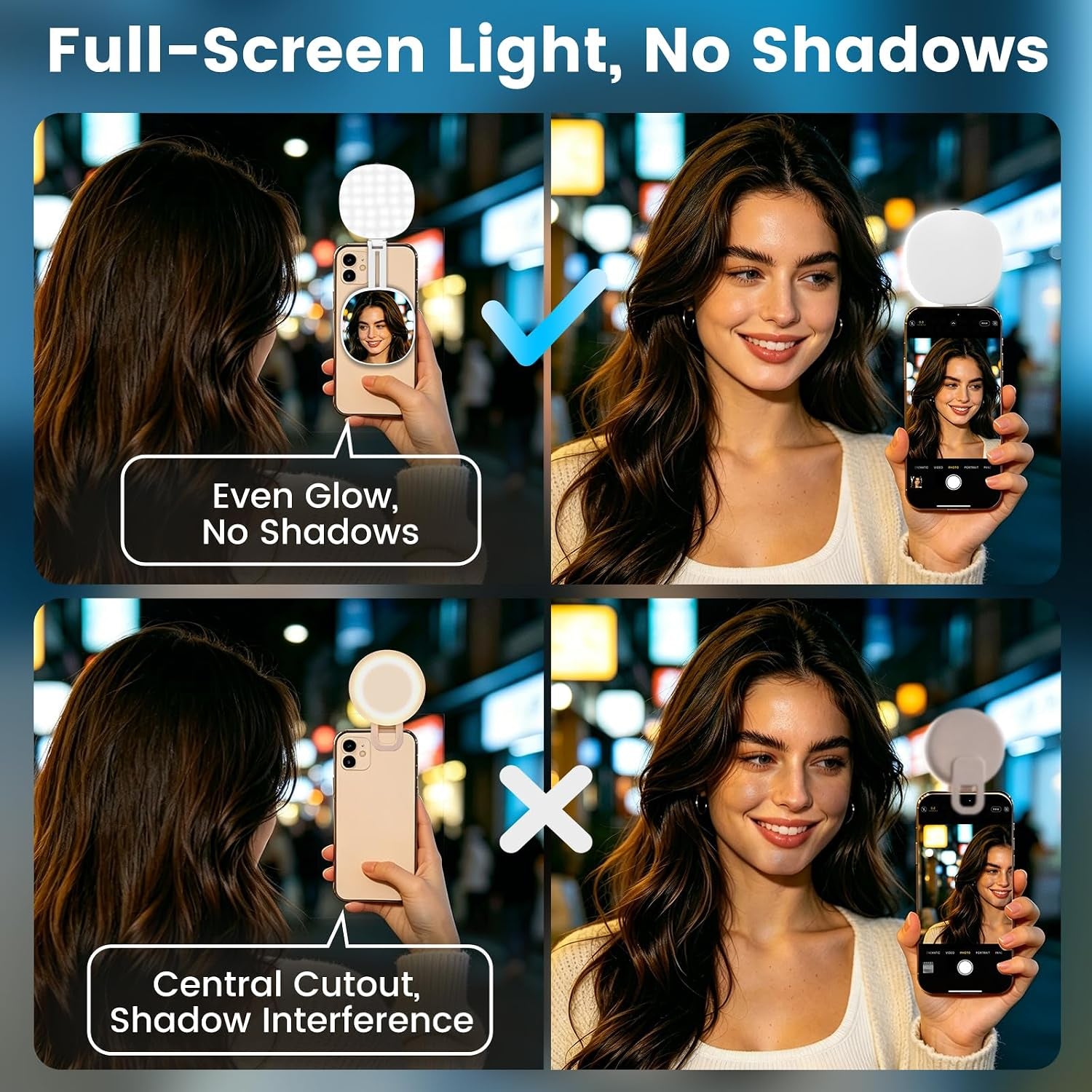 Magnetic Selfie Light  (Selfies/Photography/Tiktok/Zoom Calls/Video Conference, Long-Lasting & Rechargeable)