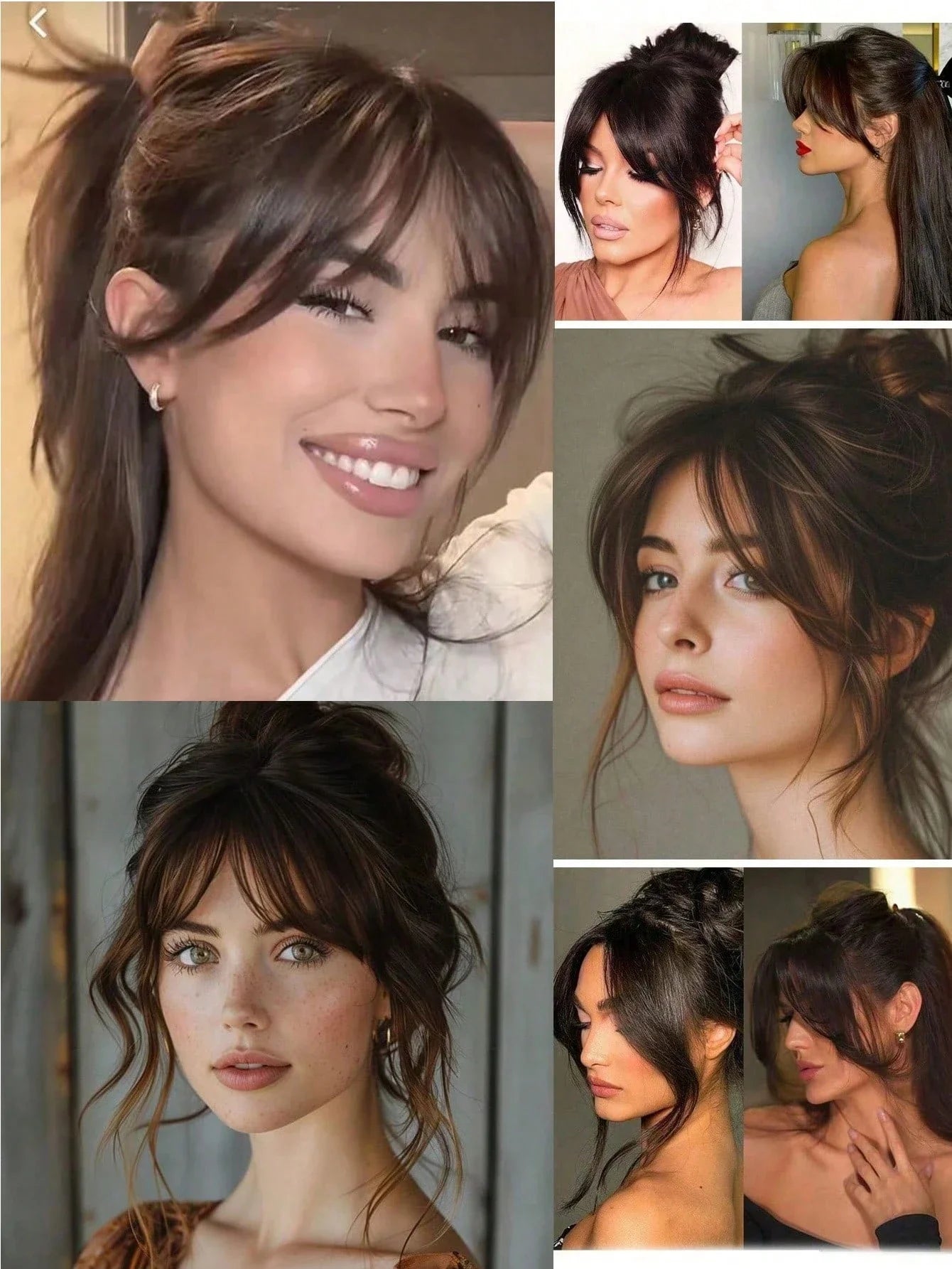Synthesis Wig Middle-Part Bangs Hair Extensions Clip in Forehead Natural Seamless