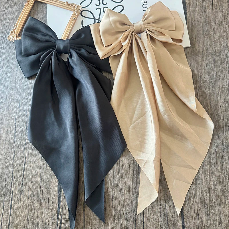 Bow Ribbon Hair Clip for Women Bowknot Barrettes Girls Solid Stain Spring Ponytail Clip