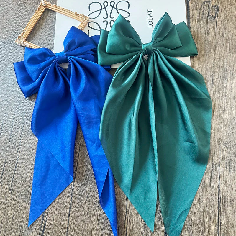 Bow Ribbon Hair Clip for Women Bowknot Barrettes Girls Solid Stain Spring Ponytail Clip