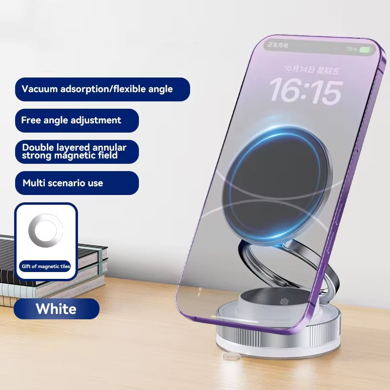 Strong Magnetic Phone Holder Foldable Design 360° Adjustable Vacuum Car Mount for Car Desk Bathroom Magnetic Bracke