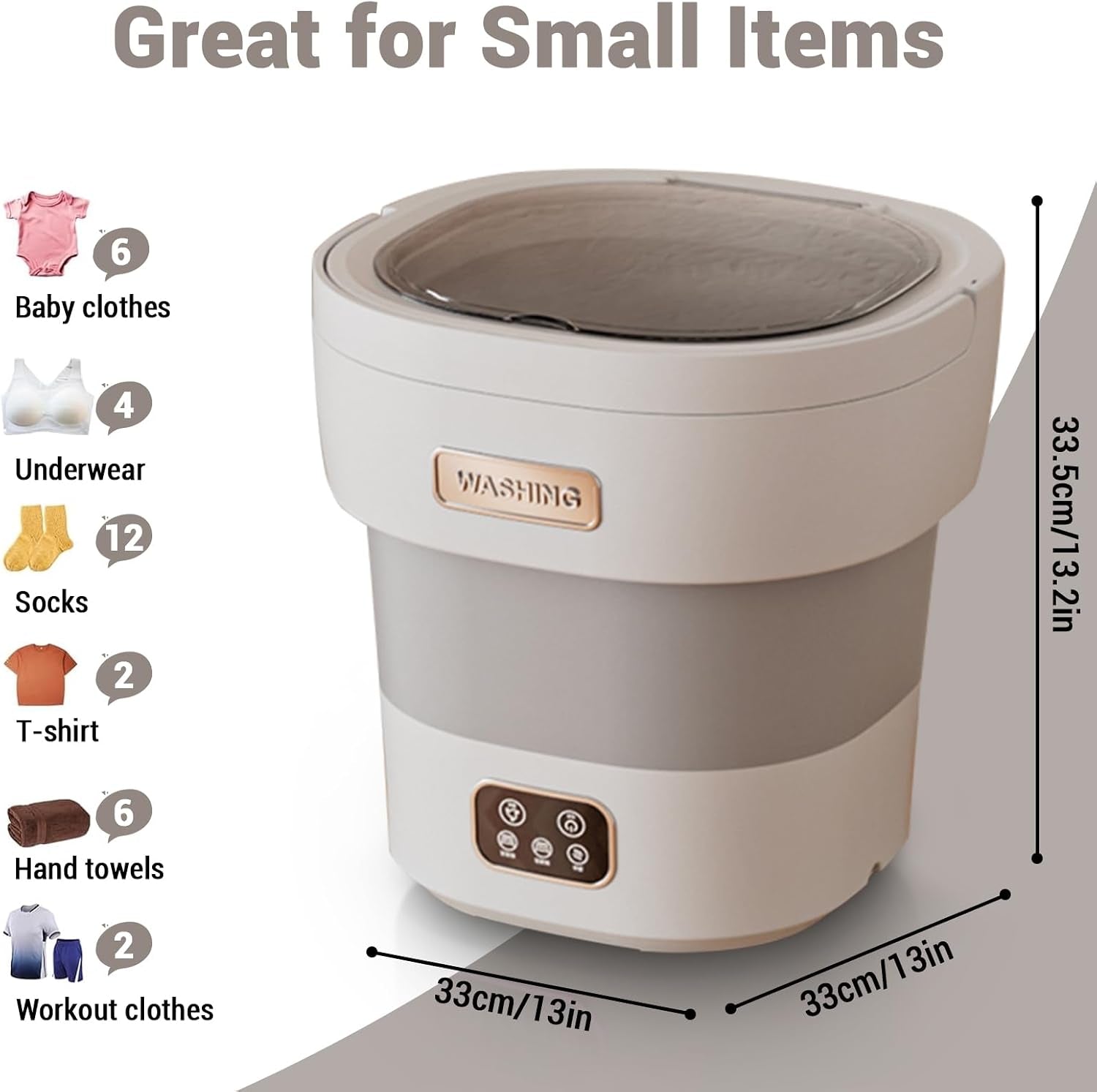Portable Folding Washing Machine | 12L Large Capacity Mini Washer