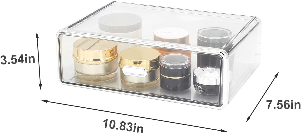 Clear Drawer Organizer - Stackable Drawer Storage Makeup Organizer for Store Cosmetics and Skincares, Suitable for Vanity, Bathroom and Bedroom Locker Organiser-Drawer