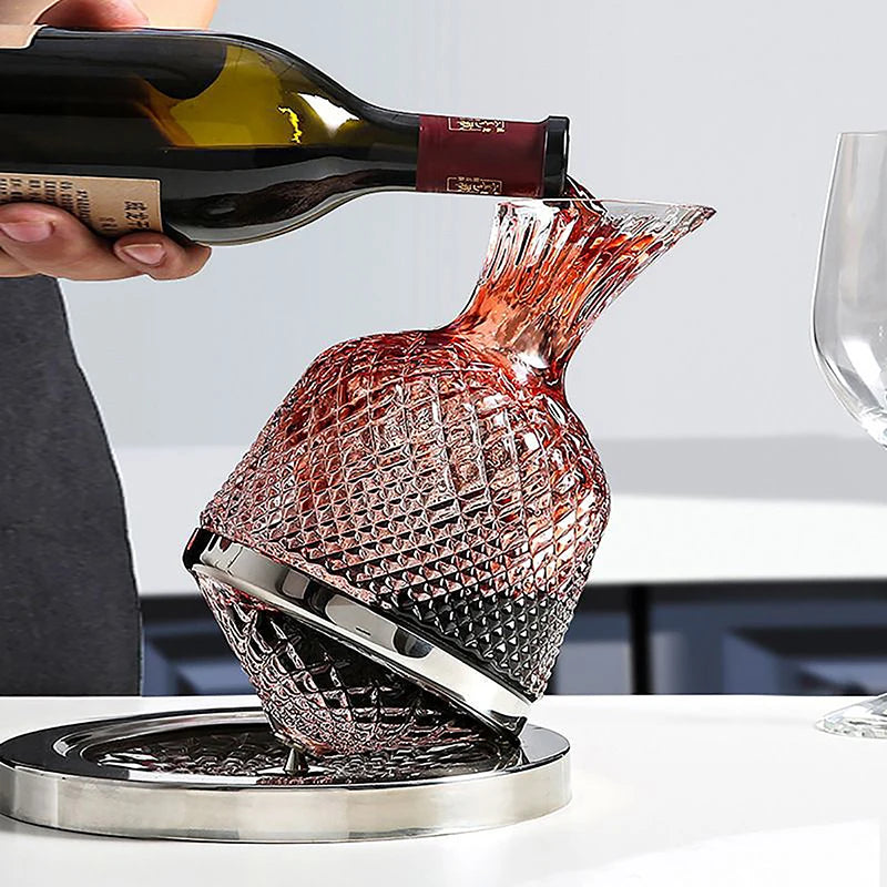 360° Rotating Crystal Wine Decanter (1500ml) Perfect Gift
