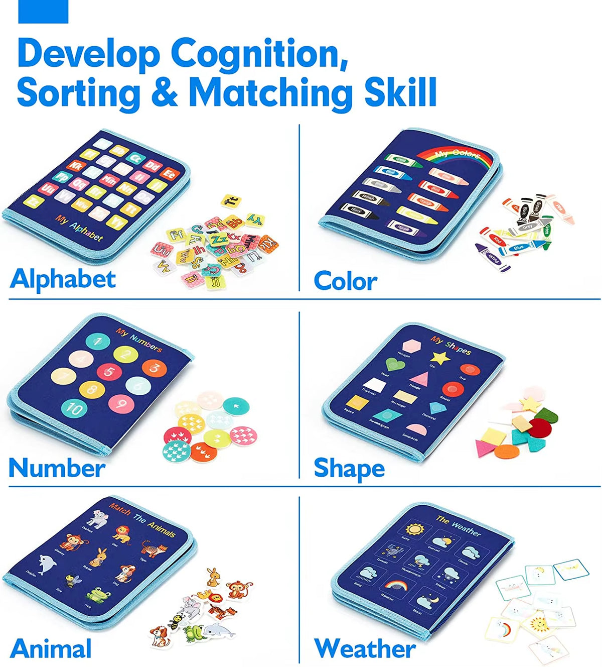 Montessori Toys Busy Board Toddler Sensory Activity Developing Board for Motor Skills Educational Travel