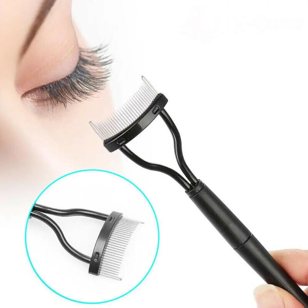 New Metal Brush Eyelash Brush Comb Stainless Steel Black Lash Separator Mascara