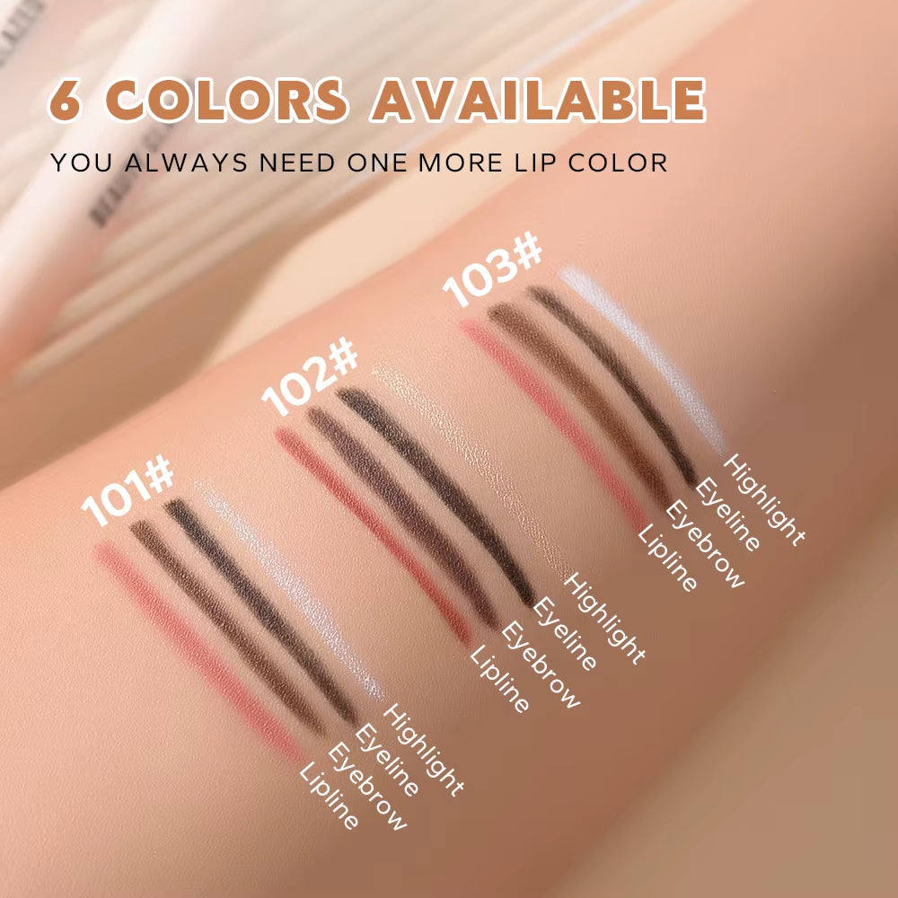 Beauty Glazed 4-In-1 Makeup Pen Waterproof Cosmetic Pencil for Eyeliner Brow Lip Highlighter