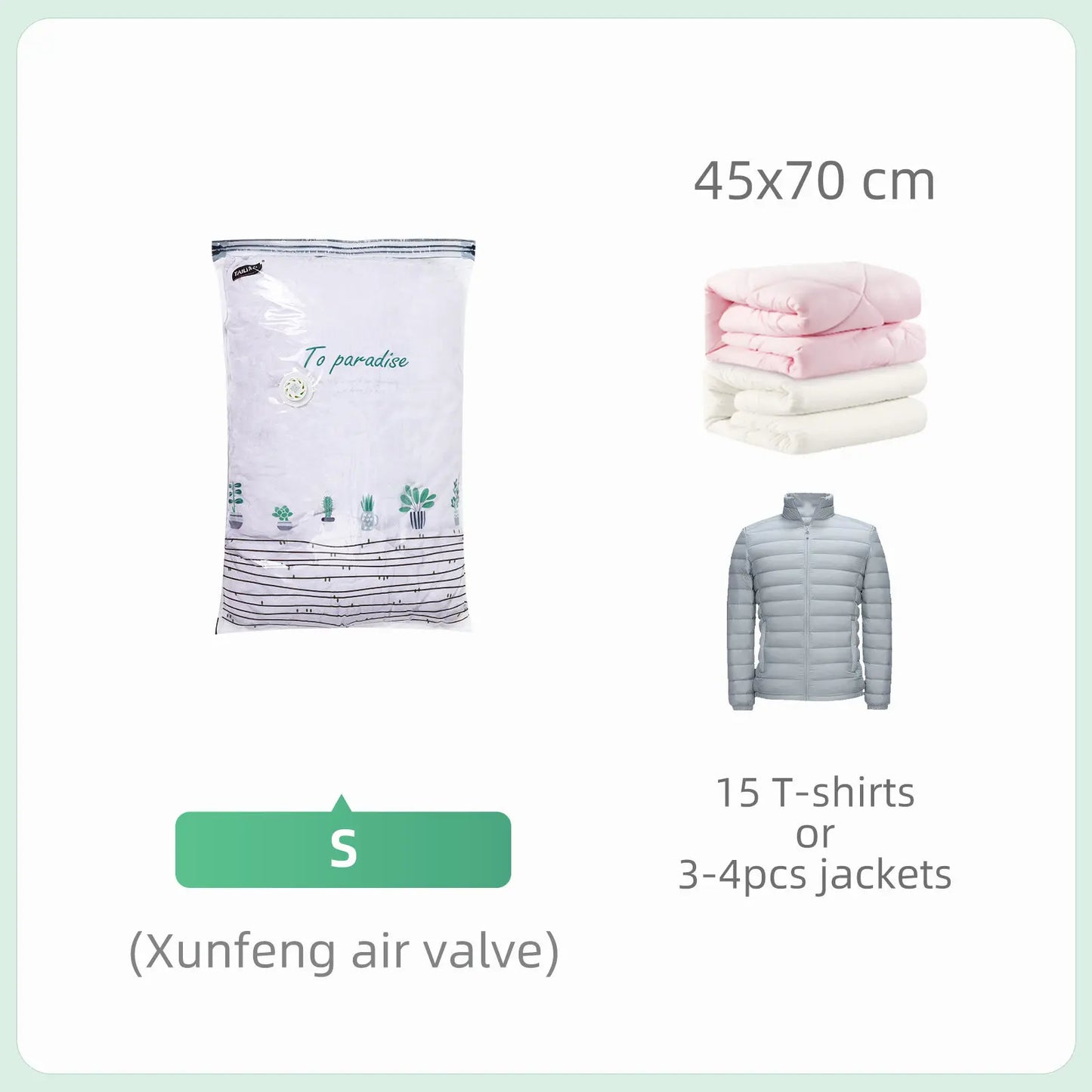 Tool-Free Vacuum Compression Bags for Comforters and Blankets
