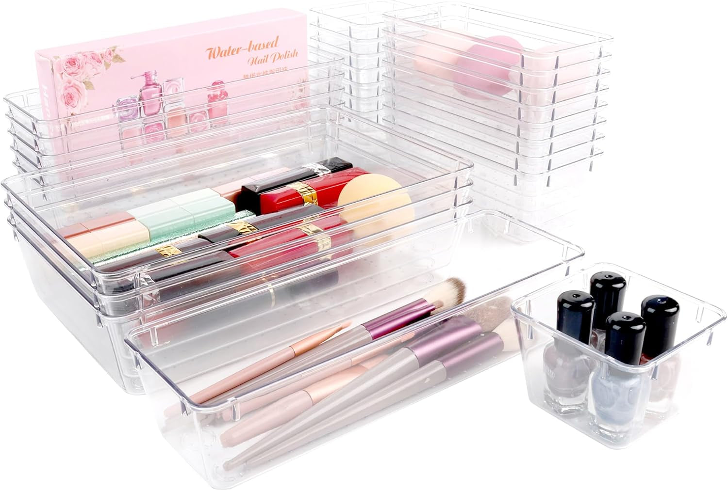 Clear Modular Drawer Organizer Set (25-Piece)