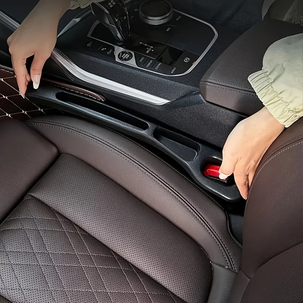 2Pc Car Seat Gap Filler Organizer Pu Waterproof Car Seat Gap Plug Strip with 2 Grooves Seat Gap Storage Auto Interior Accessorie