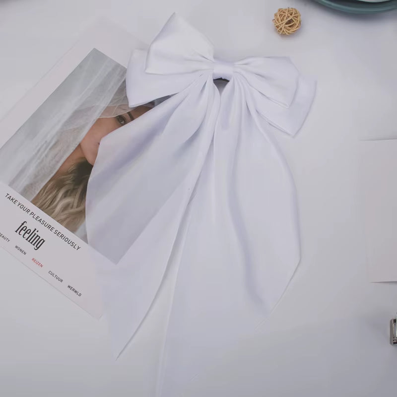 Bow Ribbon Hair Clip for Women Bowknot Barrettes Girls Solid Stain Spring Ponytail Clip
