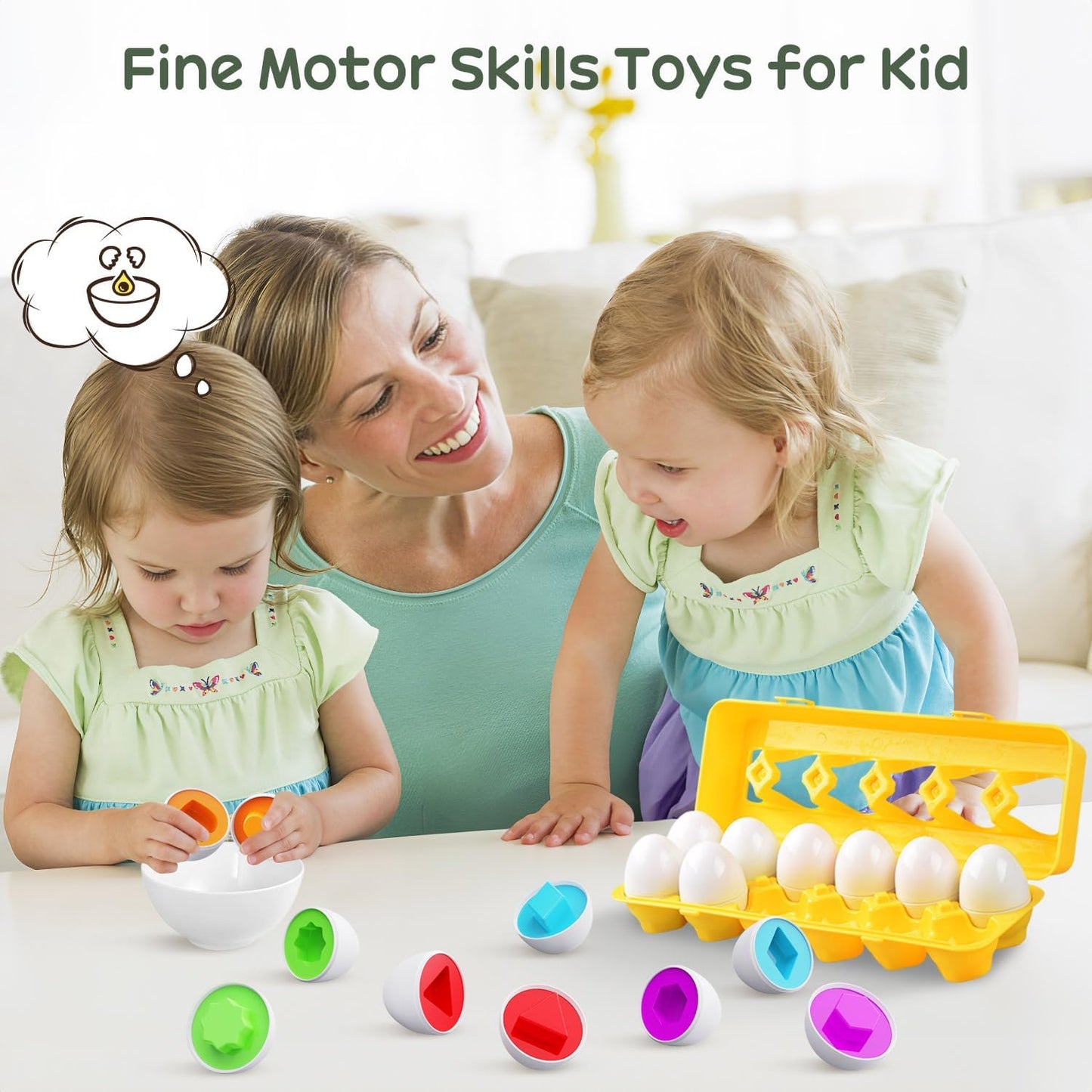 Matching Egg Toy 12 Pcs Develops Toddlers' Color & Shape Recognition Skills