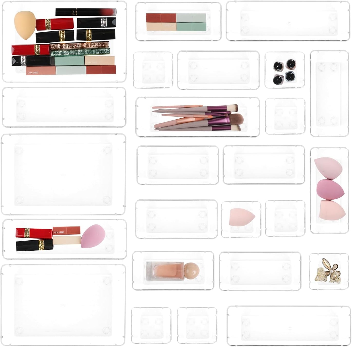 Clear Modular Drawer Organizer Set (25-Piece)