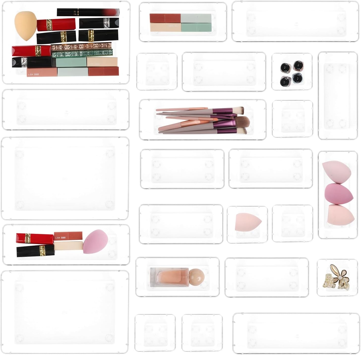 Clear Modular Drawer Organizer Set (25-Piece)
