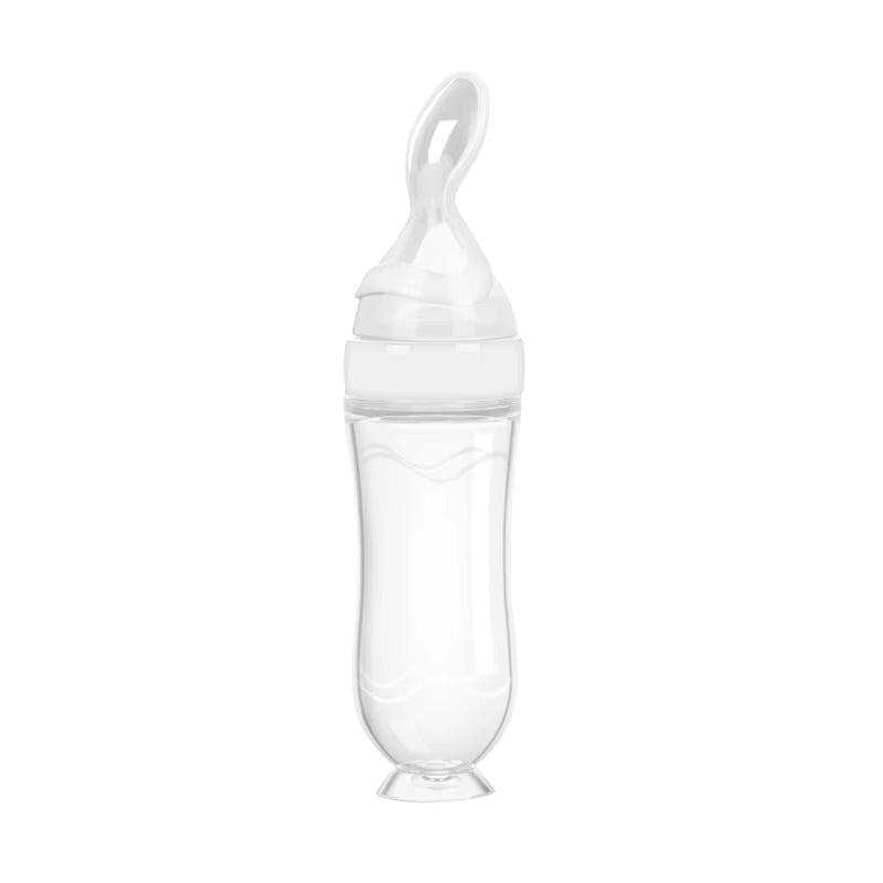 Safe Useful Silicone Baby Bottle with Spoon Food Supplement Rice Cereal Bottles Squeeze Spoon