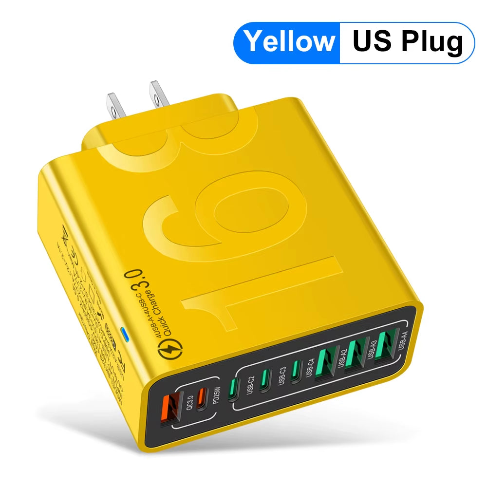 150W Multi Ports USB Charger Fast Charging Wall Adapter for Xiaomi Iphone Samsung Huawei PD Type C Travel