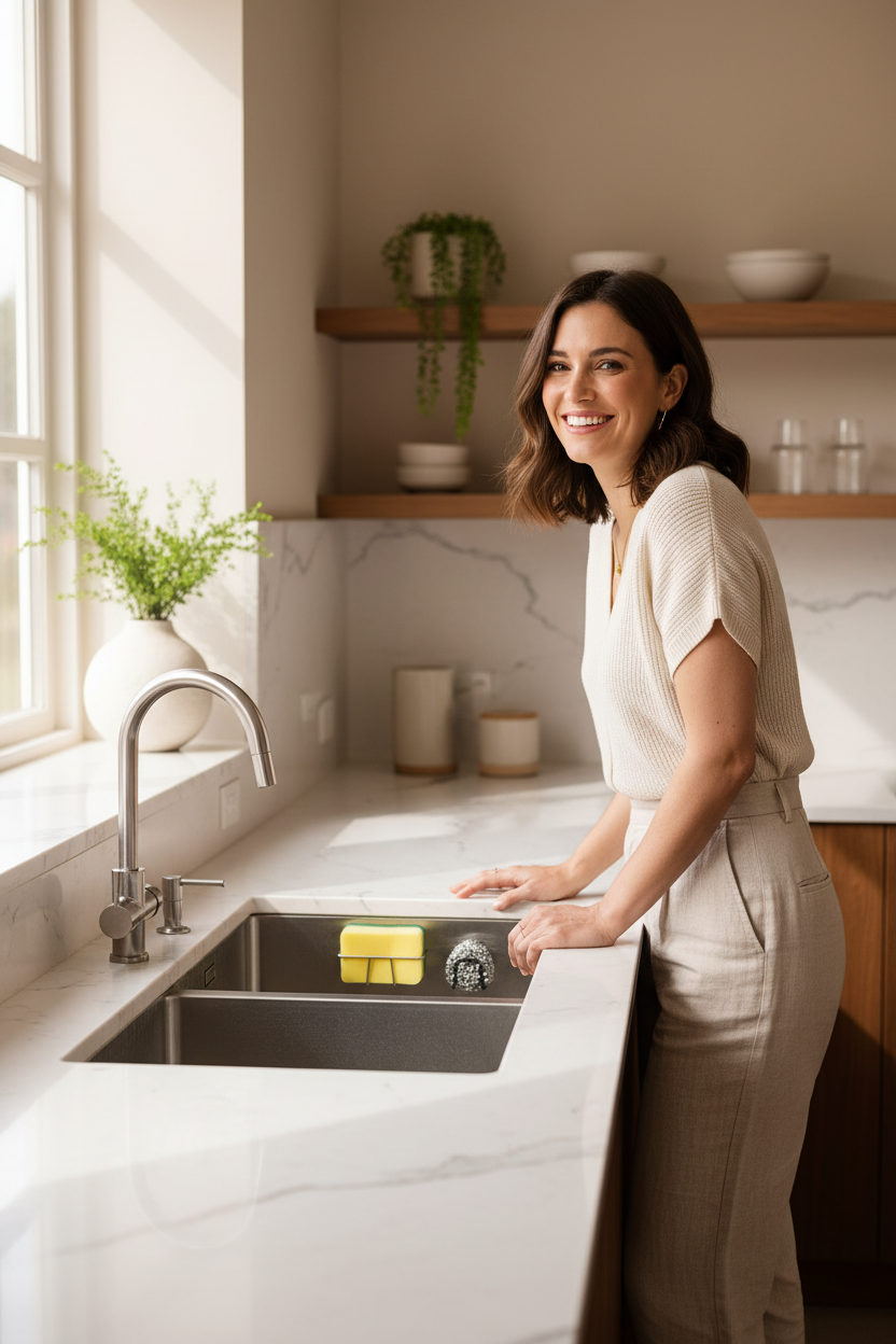 In Sink Sponge Holder — Self-Adhesive Stainless Steel Caddy