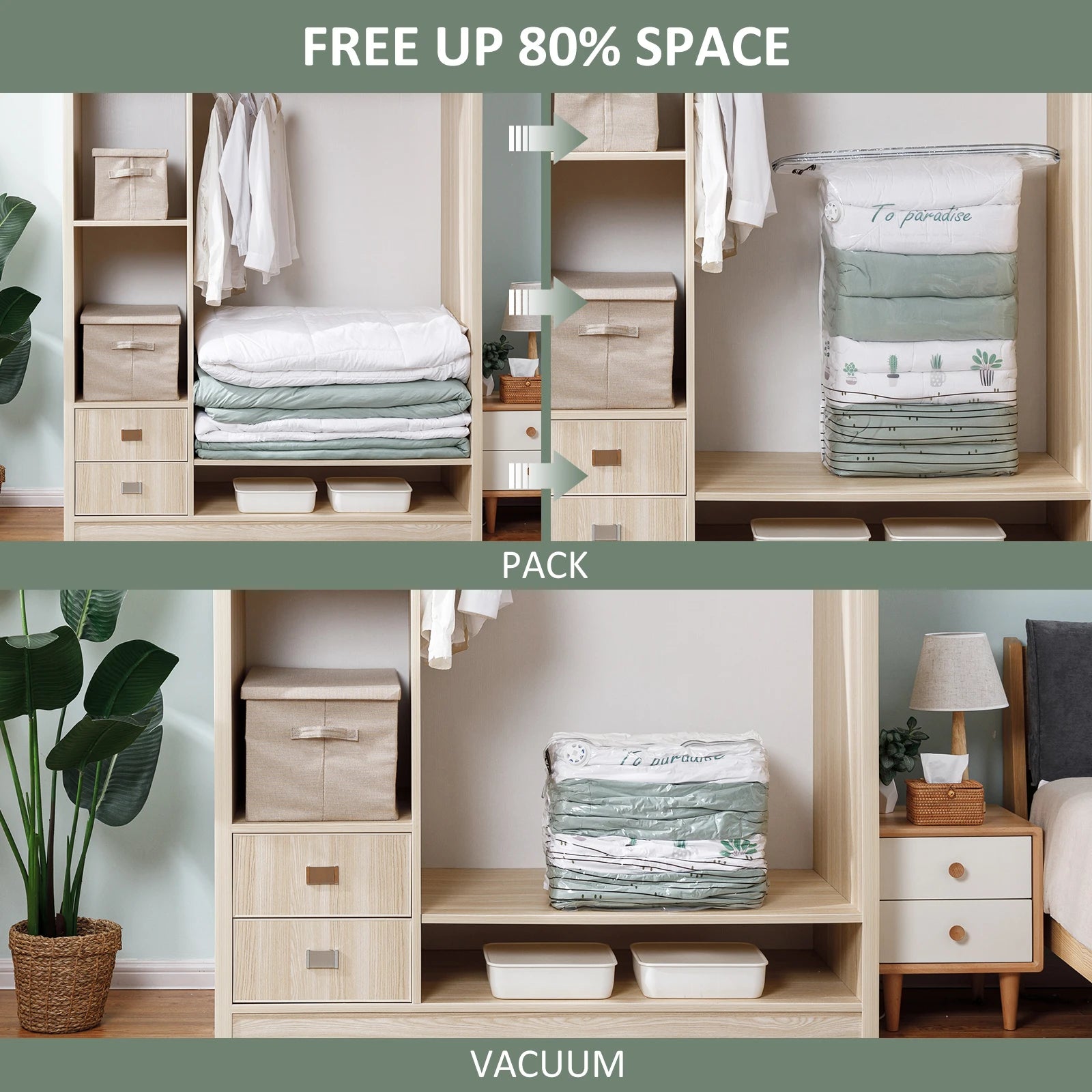 Tool-Free Vacuum Compression Bags for Comforters and Blankets