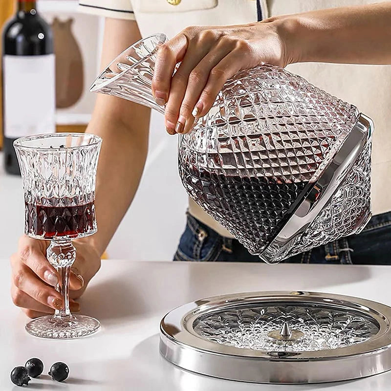 360° Rotating Crystal Wine Decanter (1500ml) Perfect Gift