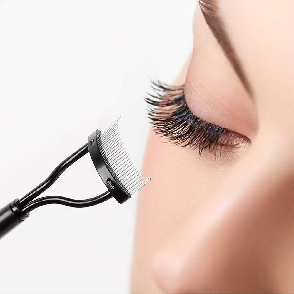 New Metal Brush Eyelash Brush Comb Stainless Steel Black Lash Separator Mascara