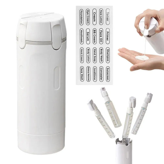 4-In-1 Portable Travel Refillable Bottles Set Cosmetics and Toiletries Containers for Shampoo Body Wash - Travel Storage Bottles