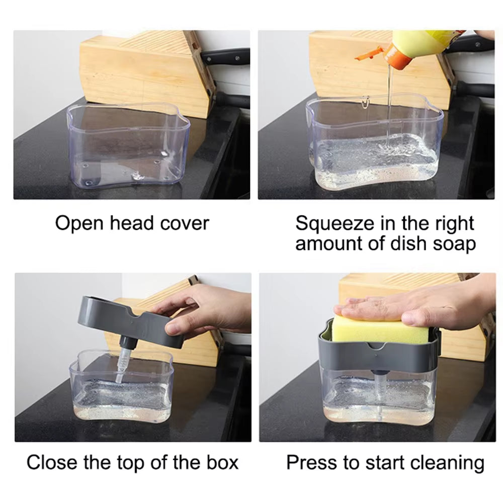 Press-Type Kitchen Soap Dispensing Dishwashing Brush