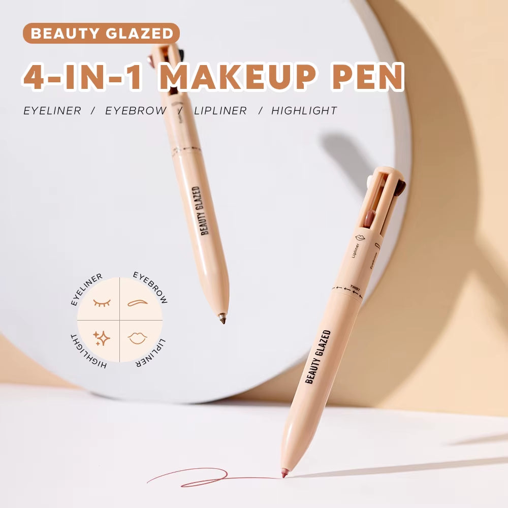 Beauty Glazed 4-In-1 Makeup Pen Waterproof Cosmetic Pencil for Eyeliner Brow Lip Highlighter